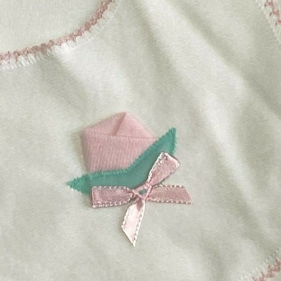 Zona Lee White Cozy Polyester Rose Bud Baby Blanket + Bib NOS USA Made 34 X 36 - Picture 6 of 7